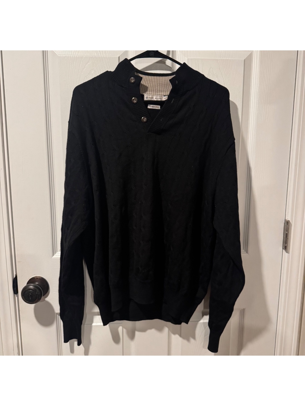 Peter Millar Black Merino Wool Pullover Sweater XL